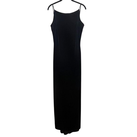Gunne Sax Velour Maxi Tank Dress Black 9 Open Back Witchy Whimsigoth Y2K Glam - Picture 1 of 12